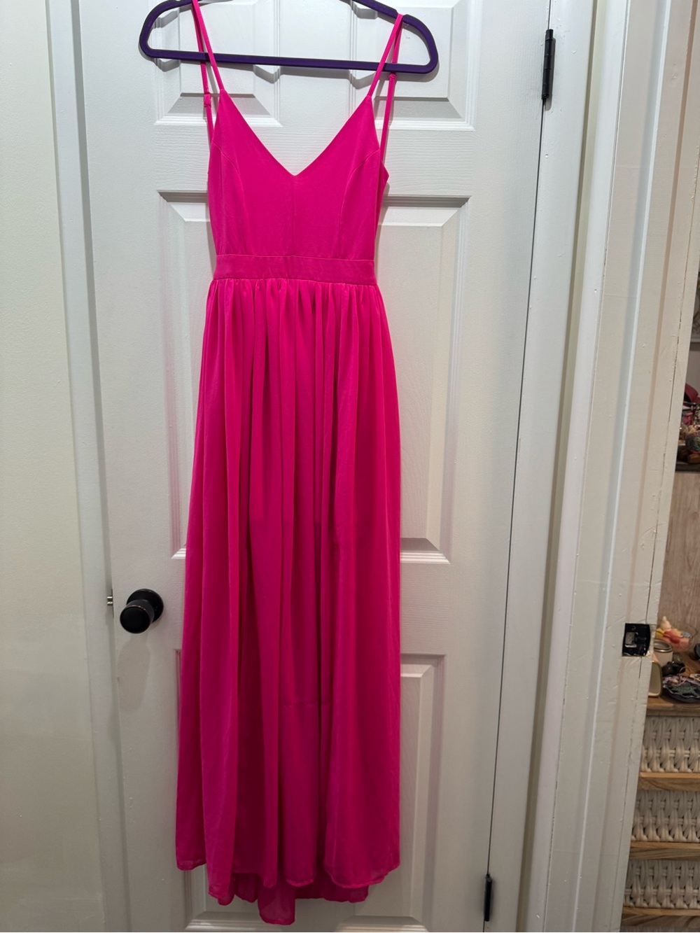 Hot Pink Spaghetti Strap Maxi Dress